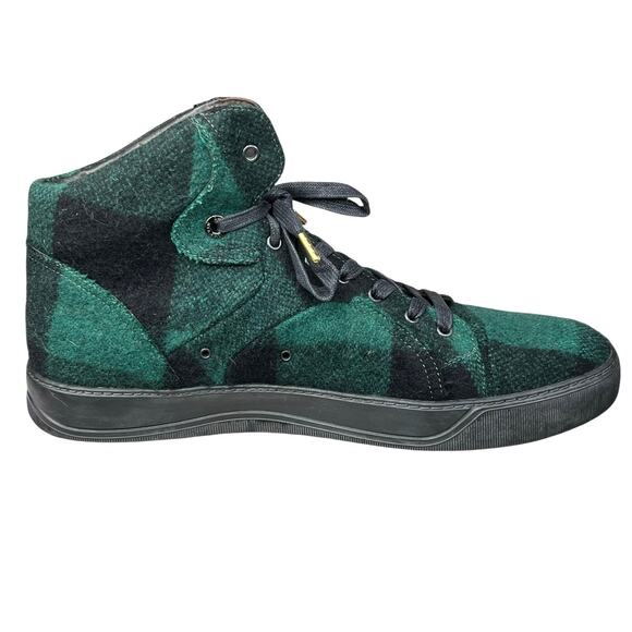 Lanvin Men’s Plaid Green Black High Top Sneakers Size 11 main image 6